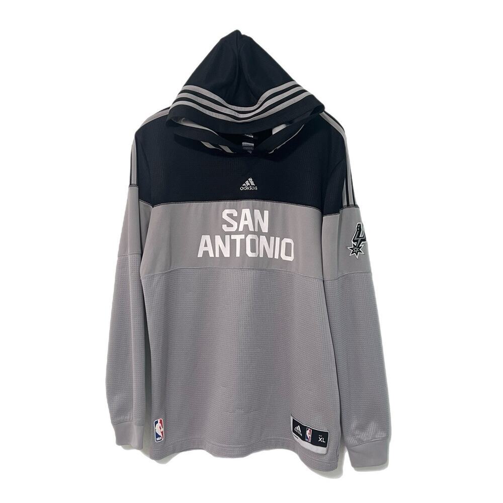 San Antonio Spurs Hoodie Pullover Youth Kids XL Gray Black NBA Basketball Adidas